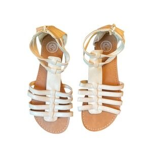 White Gladiator Sandals Kids Size 2 SO Strappy Girls Shoes Coastal Children